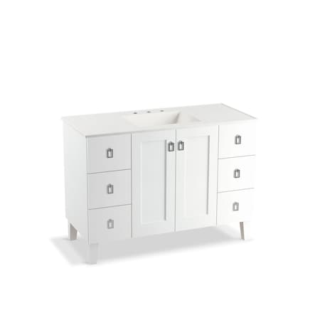 Kohler Poplin 48" Bathroom Vanity Cabinet With Legs, 2 Doors And 6 Drawers 99535-LG-1WA